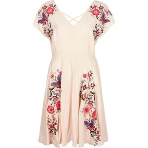 River Island Light Pink Floral Embroidered Dress